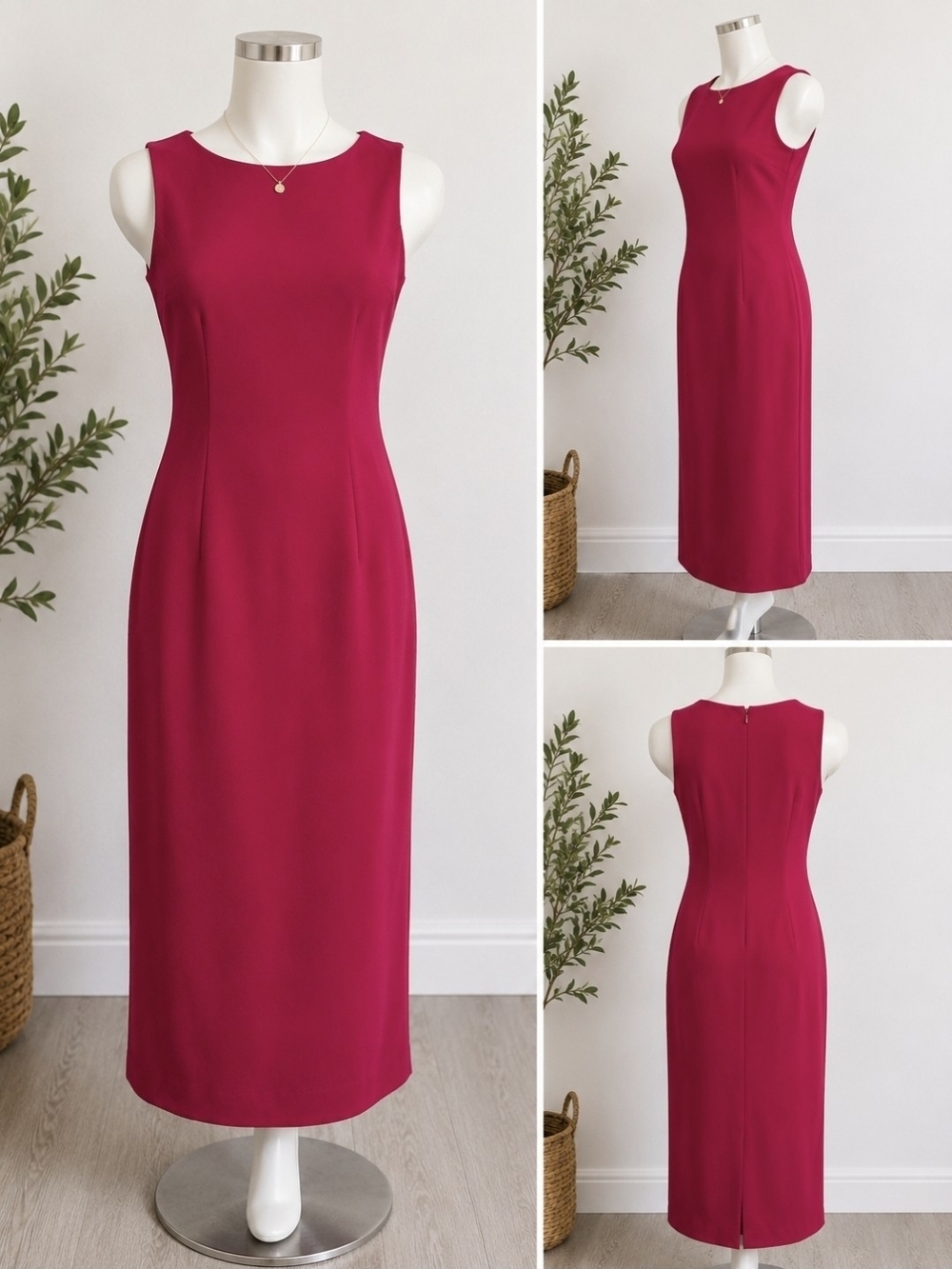 Talbots Red Sleeveless Sheath Midi Dress Women's Size 6 Classic Career Dress - Picture 2 of 6